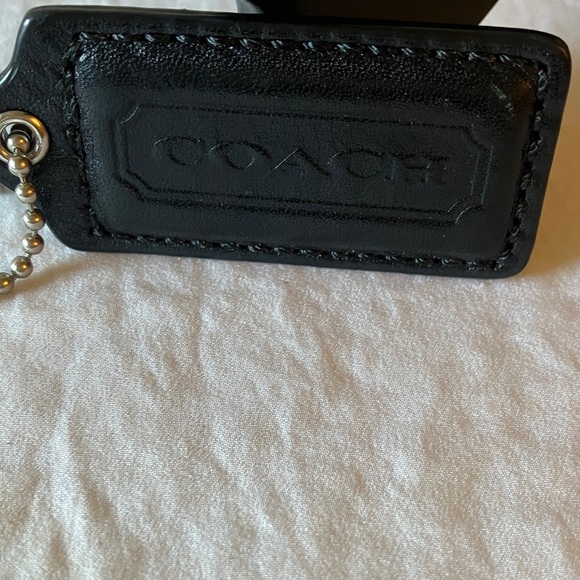 Coach: Black Leather Key Fob Hang Tag/Charm- Silver Tone - Picture 2 of 12
